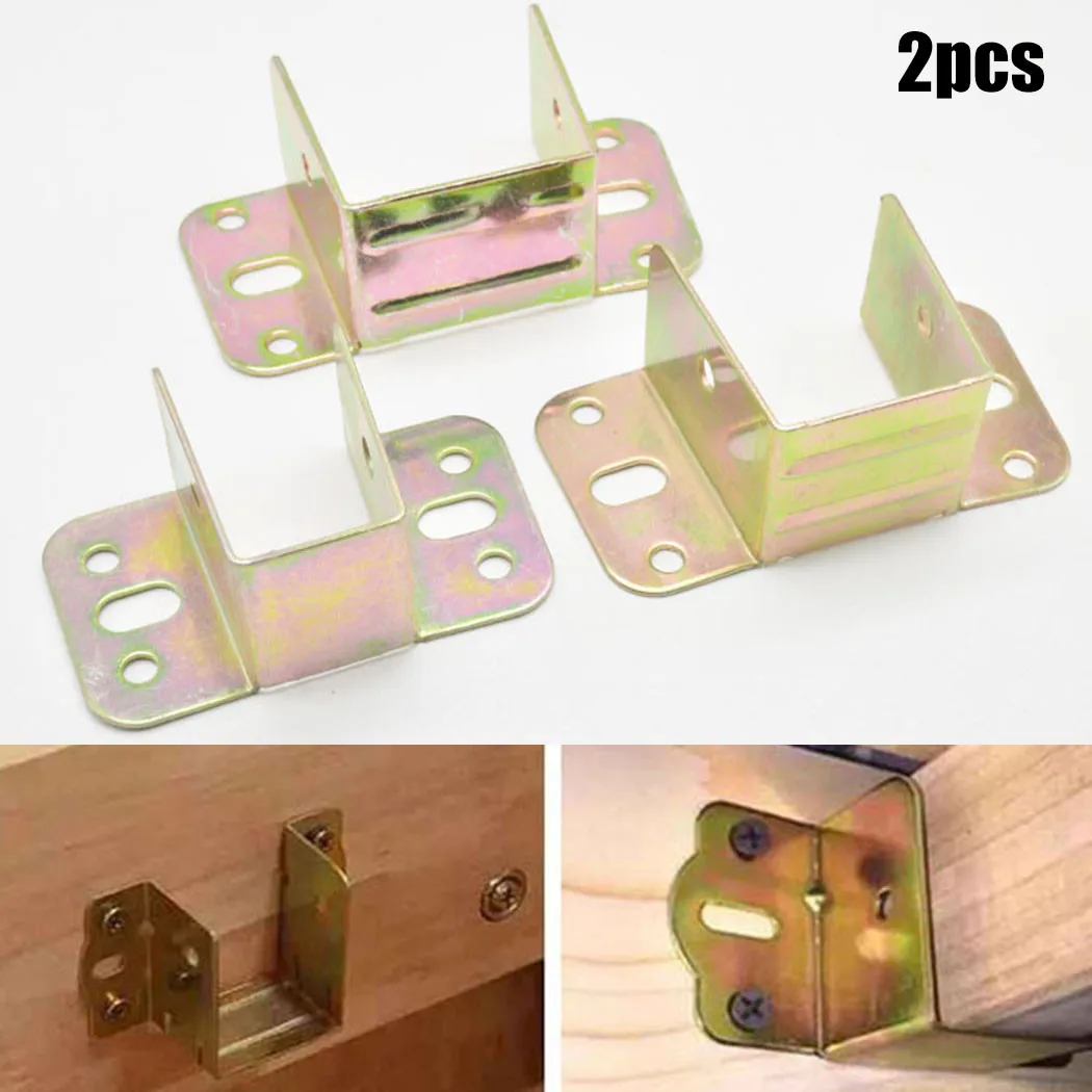 Furniture Hardware Connectors - 2pcs U 모양의 금속 침대 브래킷