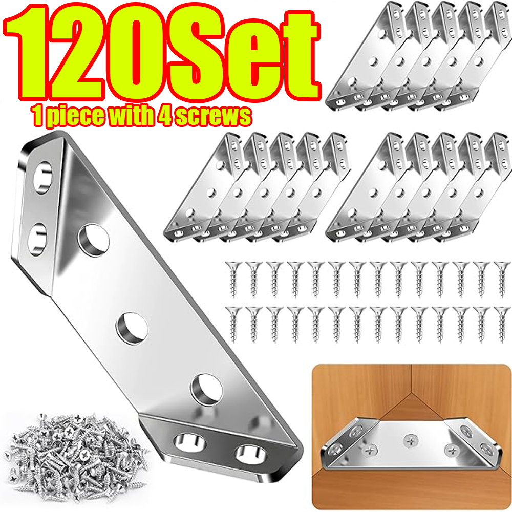 1-120세트 가구 코너 커넥터 스테인레스 스틸 앵글  - Furniture Hardware Connectors 리뷰 및 가격