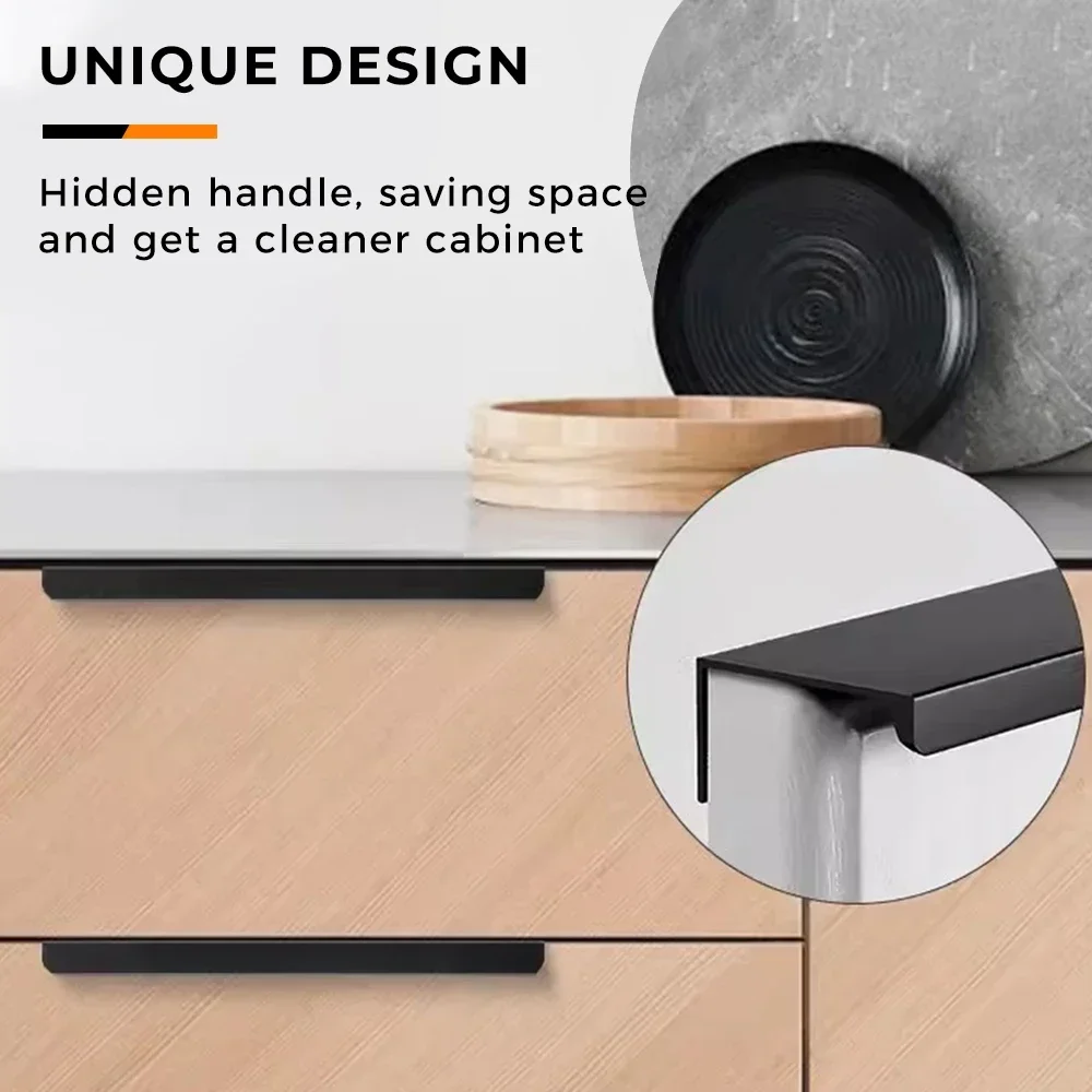 숨겨진 가구 핸들 매트 블랙 골드 실버 주방 캐비닛 당 - Furniture Hardware Gold 리뷰 및 가격